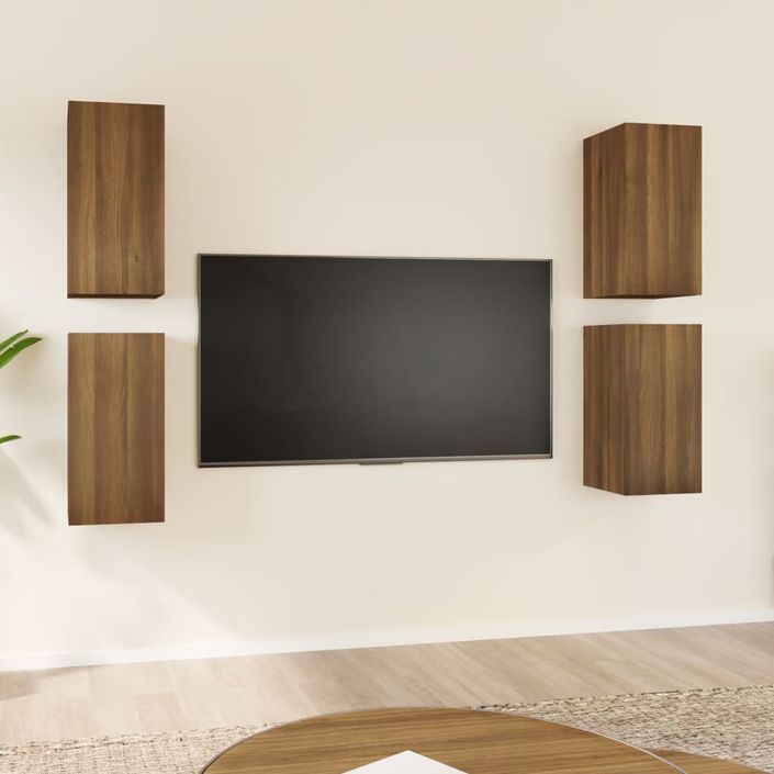 Meubles TV 4 pcs Chêne marron 30,5x30x60 cm Bois d'ingénierie - Photo n°1