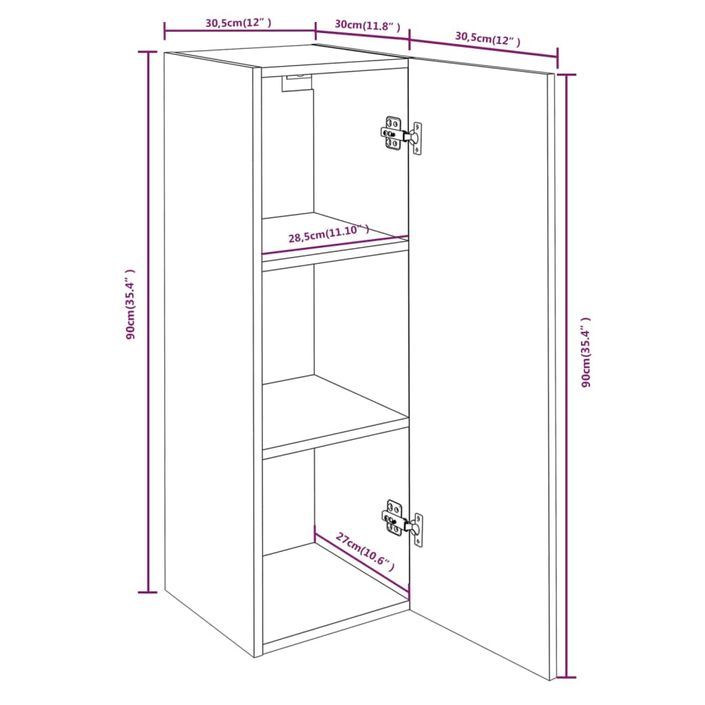 Meubles TV 4 pcs Chêne marron 30,5x30x90 cm Bois d'ingénierie - Photo n°7