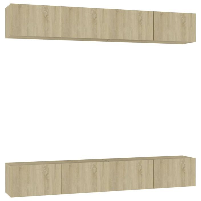 Meubles TV 4 pcs Chêne sonoma 100x30x30 cm Bois d'ingénierie - Photo n°2