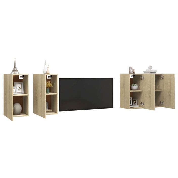 Meubles TV 4 pcs Chêne sonoma 30,5x30x60 cm - Photo n°3