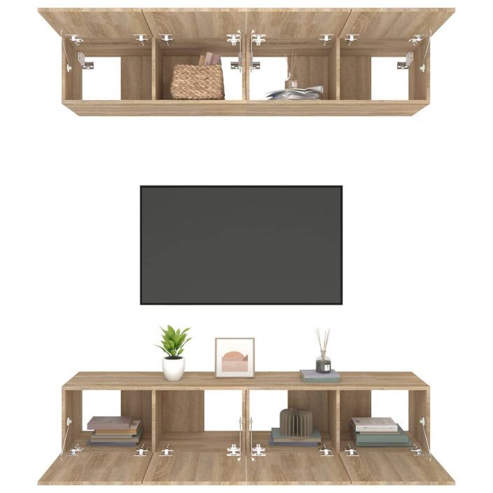 Meubles TV 4 pcs Chêne Sonoma 80x30x30 cm Bois d'ingénierie - Photo n°5