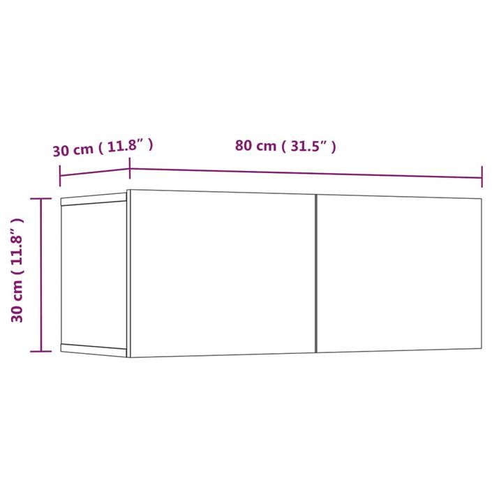 Meubles TV 4 pcs Chêne Sonoma 80x30x30 cm Bois d'ingénierie - Photo n°12