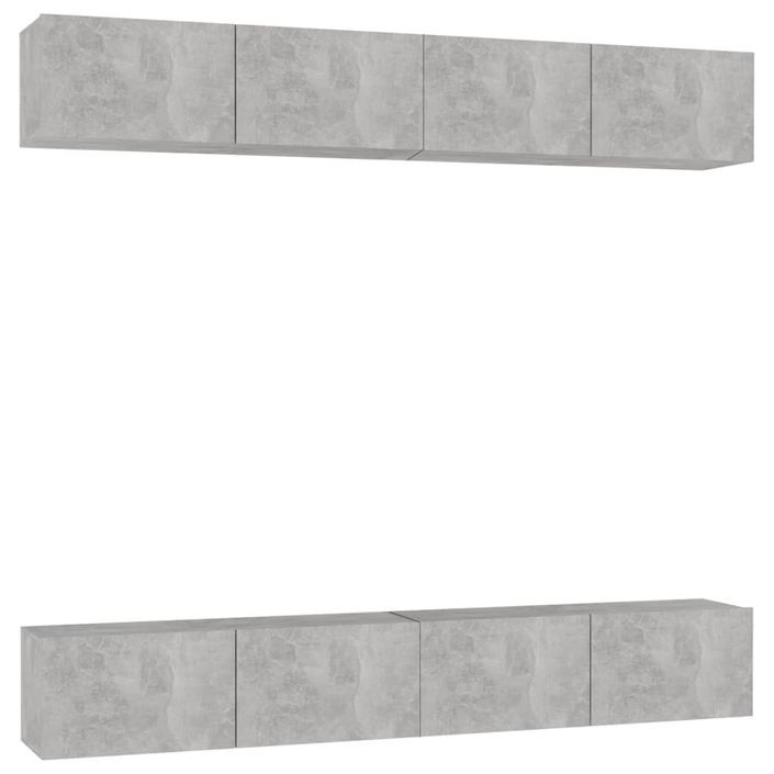 Meubles TV 4 pcs Gris béton 100x30x30 cm Bois d'ingénierie - Photo n°2