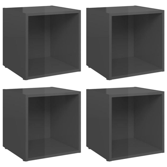 Meubles TV 4 pcs Gris brillant 37x35x37 cm - Photo n°1