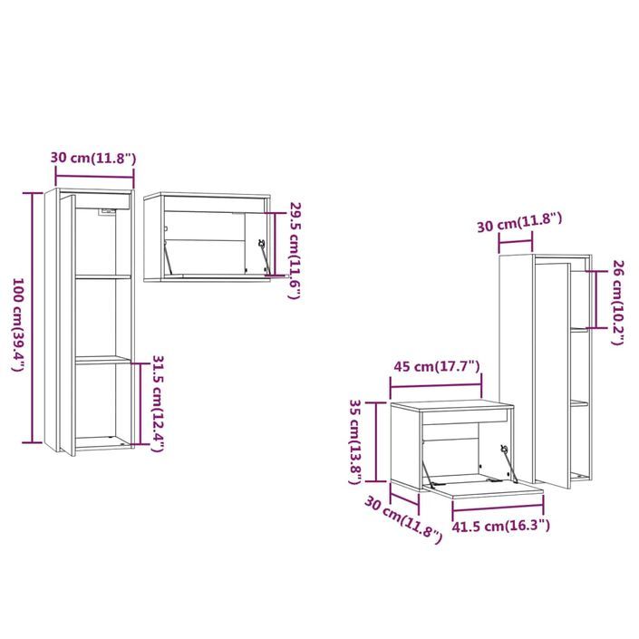 Meubles TV 4 pcs Marron miel Bois massif de pin - Photo n°9