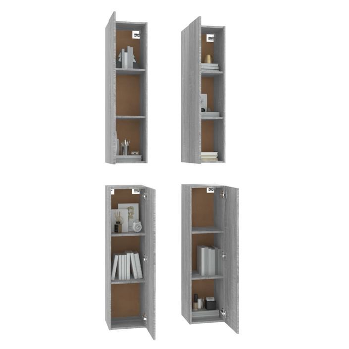 Meubles TV 4 pcs Sonoma gris 30,5x30x110 cm Bois d'ingénierie - Photo n°4