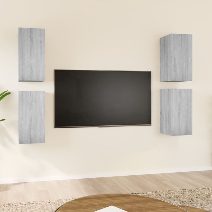 Meubles TV 4 pcs Sonoma gris 30,5x30x60 cm Bois d'ingénierie - Photo n°1