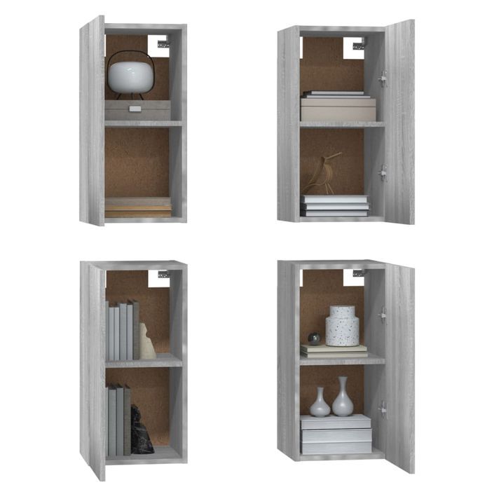 Meubles TV 4 pcs Sonoma gris 30,5x30x60 cm Bois d'ingénierie - Photo n°4