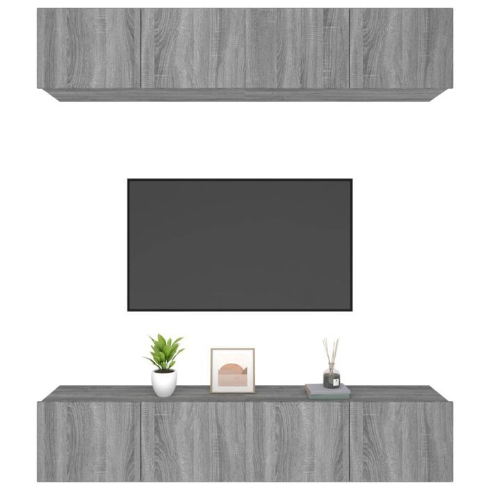 Meubles TV 4 pcs Sonoma gris 80x30x30 cm Bois d'ingénierie - Photo n°4