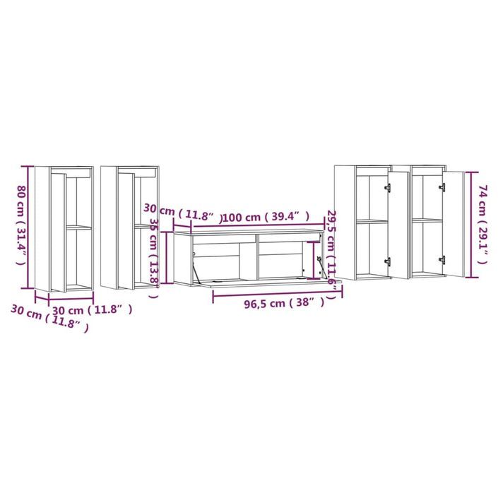 Meubles TV 5 pcs Blanc Bois massif de pin - Photo n°9