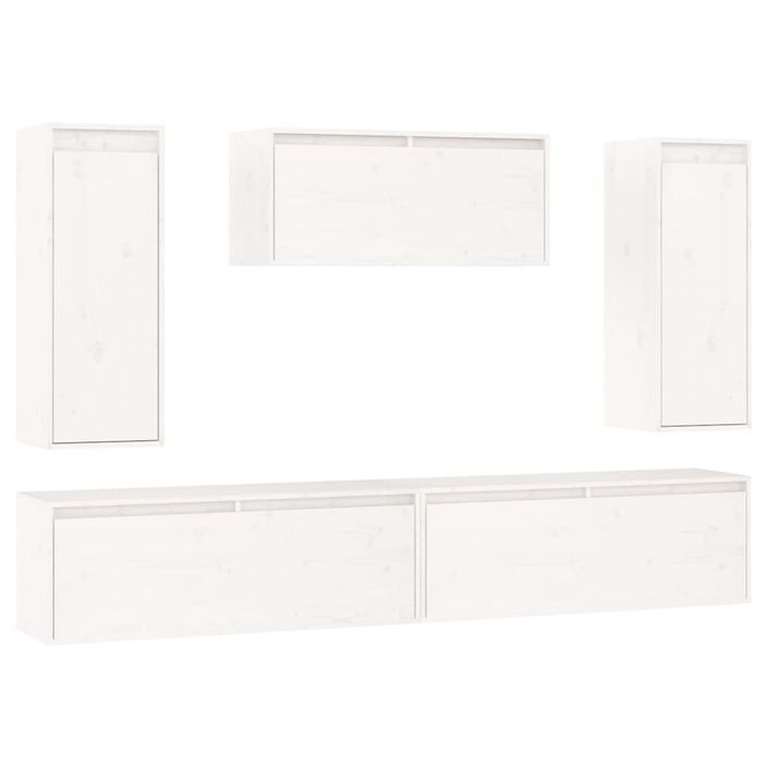 Meubles TV 5 pcs Blanc Bois massif de pin - Photo n°2