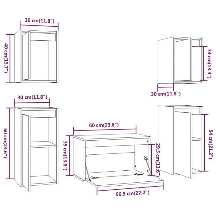 Meubles TV 5 pcs Blanc Bois massif de pin - Photo n°11