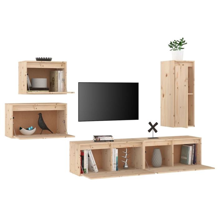 Meubles TV 5 pcs Bois massif de pin - Photo n°4