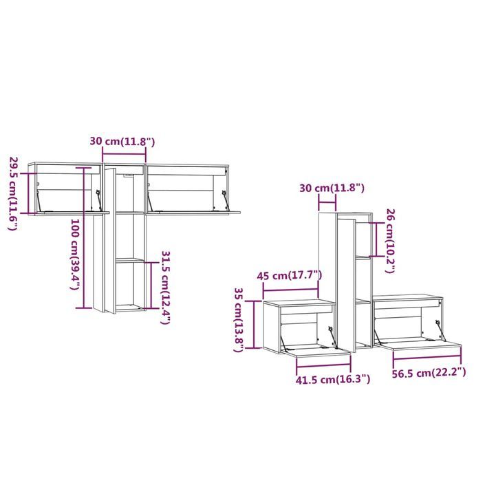 Meubles TV 6 pcs Blanc Bois massif de pin - Photo n°11