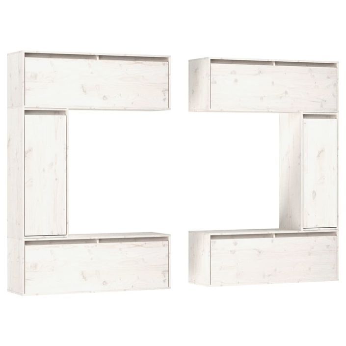 Meubles TV 6 pcs Blanc Bois massif de pin - Photo n°2