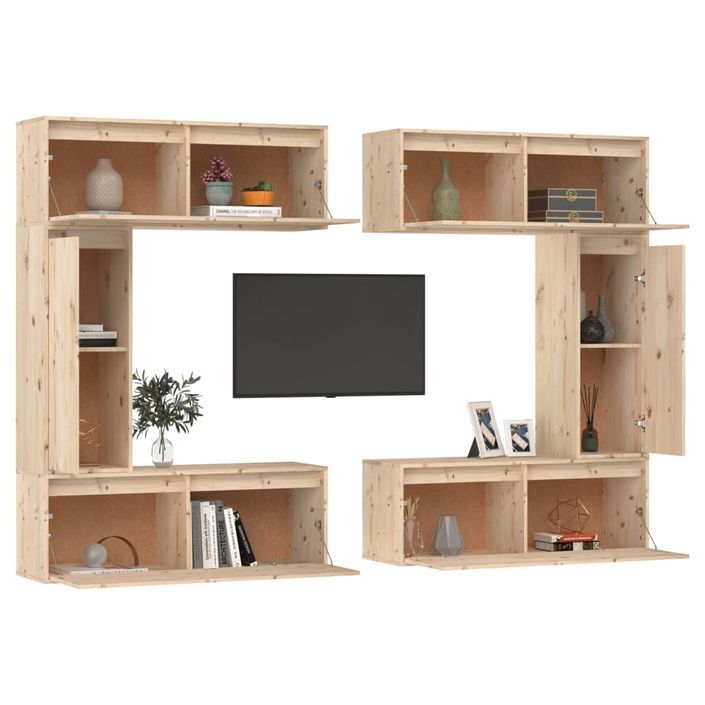 Meubles TV 6 pcs Bois massif de pin - Photo n°4