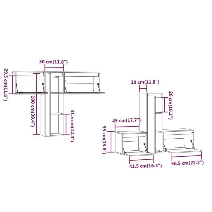 Meubles TV 6 pcs Bois massif de pin - Photo n°11