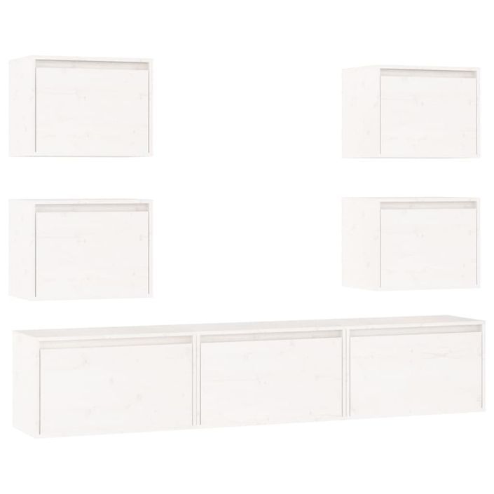 Meubles TV 7 pcs Blanc Bois massif de pin - Photo n°2