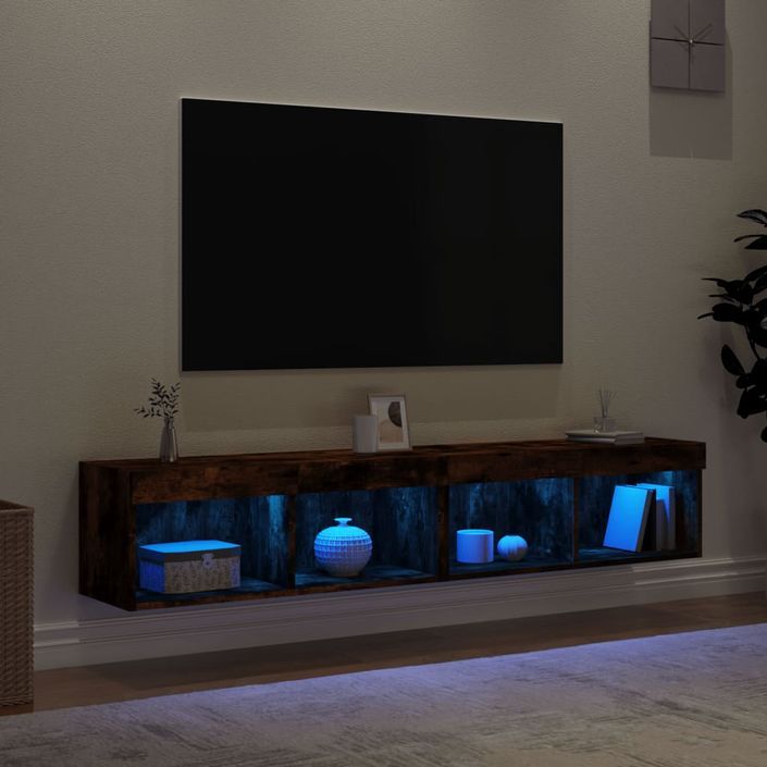 Meubles TV avec lumières LED 2 pcs chêne fumé 80x30x30 cm - Photo n°4