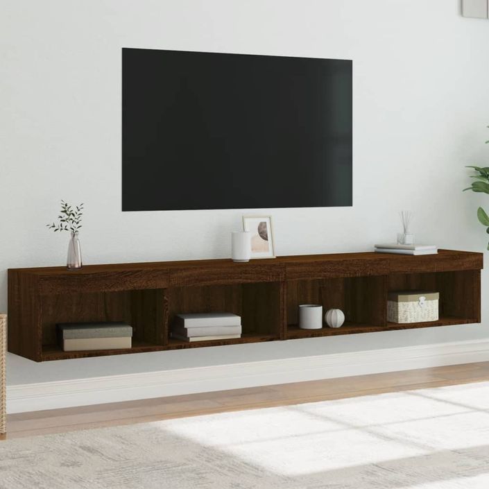 Meubles TV avec lumières LED 2 pcs chêne marron 100x30x30 cm - Photo n°2