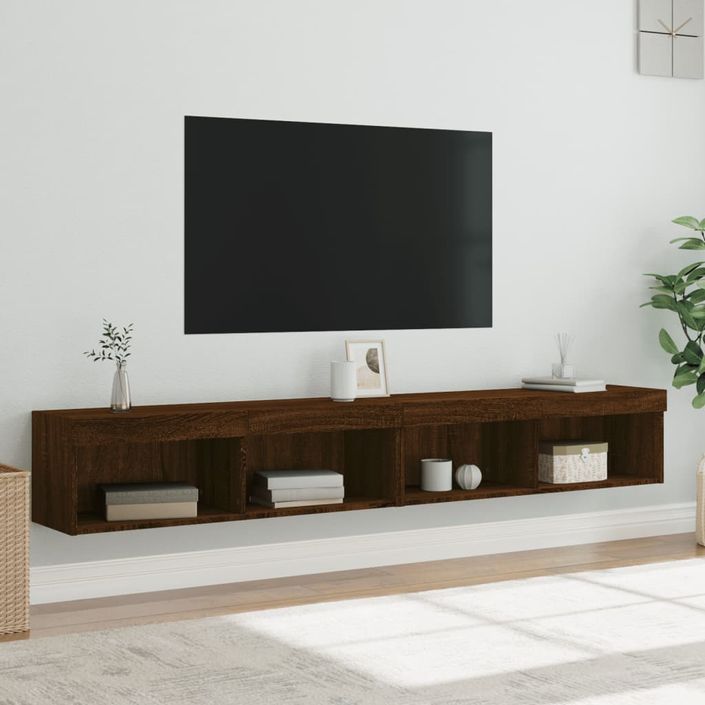 Meubles TV avec lumières LED 2 pcs chêne marron 100x30x30 cm - Photo n°5