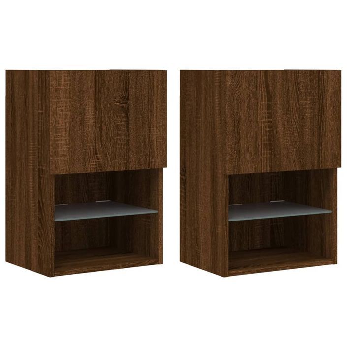 Meubles TV avec lumières LED 2 pcs chêne marron 40,5x30x60 cm - Photo n°1