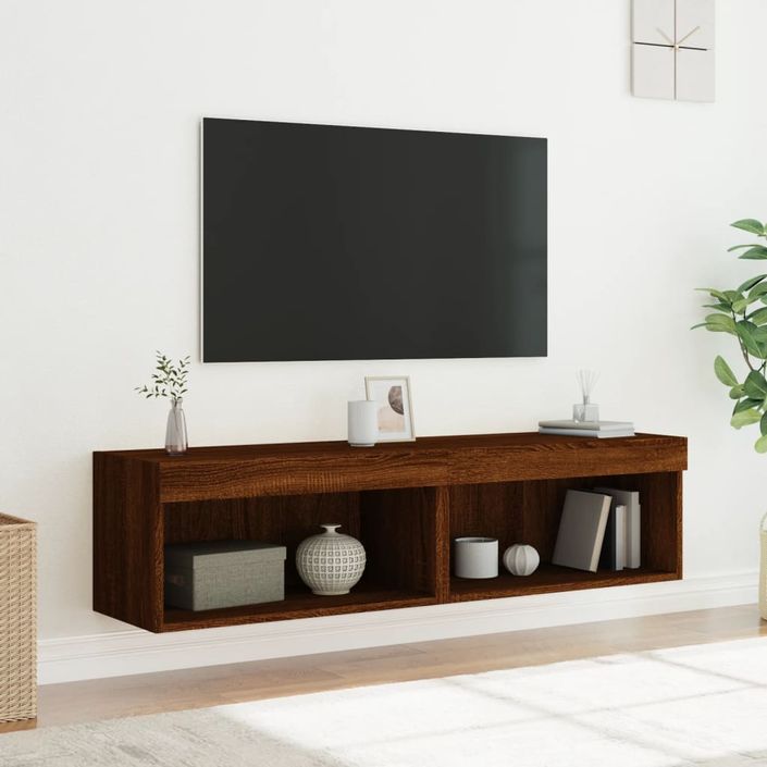 Meubles TV avec lumières LED 2 pcs chêne marron 60x30x30 cm - Photo n°5
