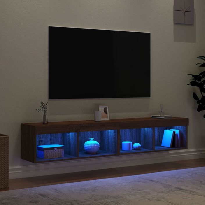Meubles TV avec lumières LED 2 pcs chêne marron 80x30x30 cm - Photo n°4