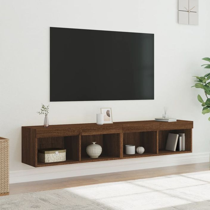 Meubles TV avec lumières LED 2 pcs chêne marron 80x30x30 cm - Photo n°5
