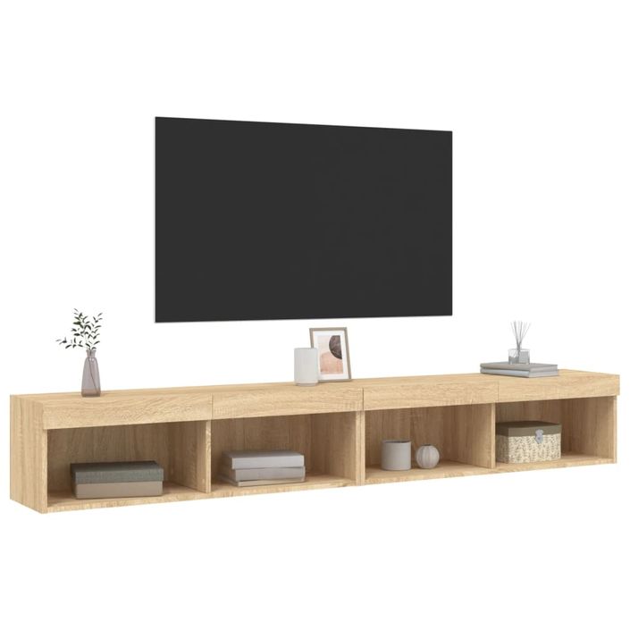 Meubles TV avec lumières LED 2 pcs chêne sonoma 100x30x30 cm - Photo n°6