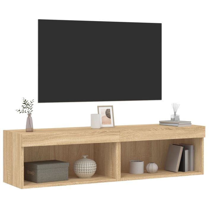 Meubles TV avec lumières LED 2 pcs chêne sonoma 60x30x30 cm - Photo n°6