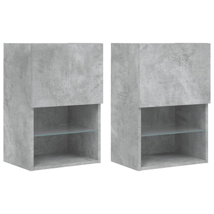 Meubles TV avec lumières LED 2 pcs gris béton 40,5x30x60 cm - Photo n°1