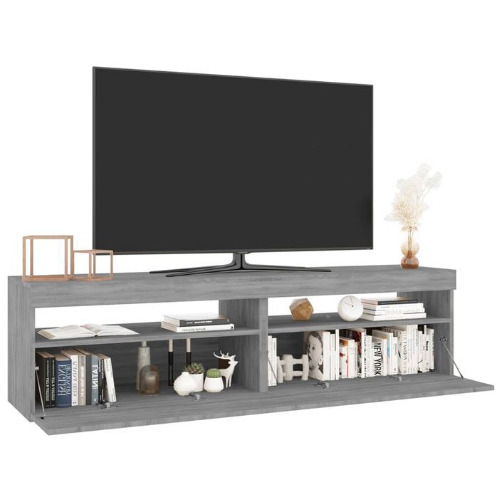 Meubles TV avec lumières LED 2 pcs Sonoma gris 75x35x40 cm - Photo n°6