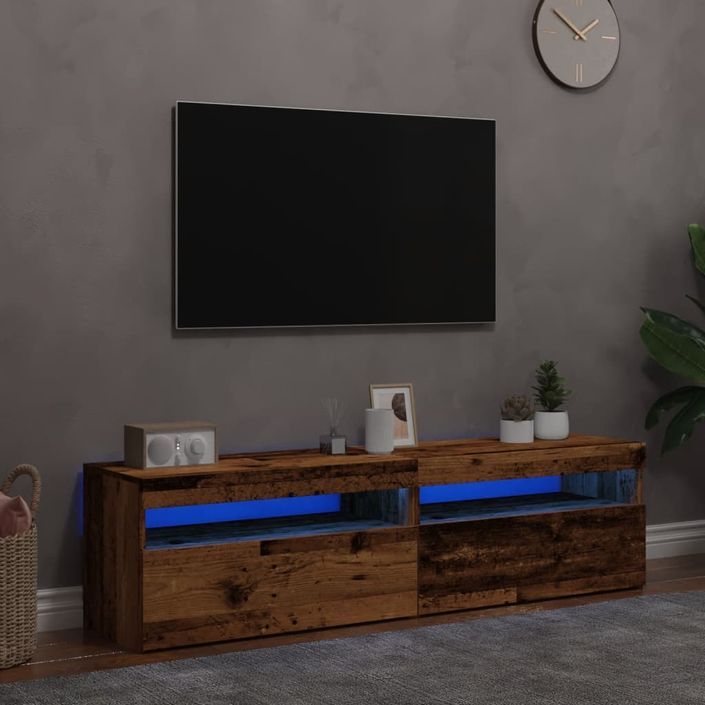 Meubles TV avec lumières LED 2 pcs vieux bois bois d'ingénierie - Photo n°1