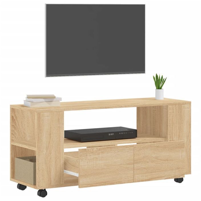 Meubles TV chêne sonoma 102x34,5x43 cm bois d'ingénierie - Photo n°4