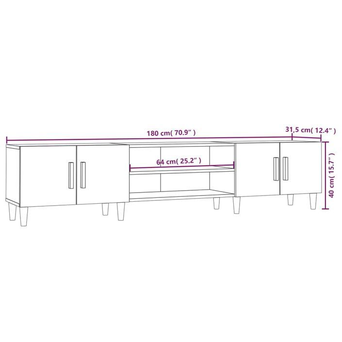 Meubles TV chêne sonoma 180x31,5x40 cm bois d'ingénierie - Photo n°10