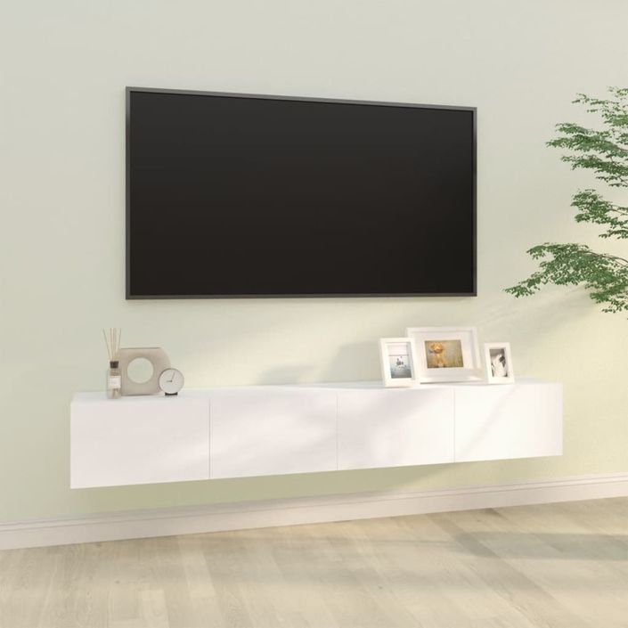 Meubles TV muraux 2 pcs blanc 100x30x30 cm bois d'ingénierie - Photo n°1