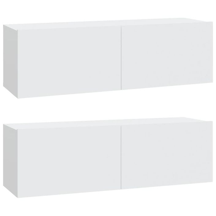 Meubles TV muraux 2 pcs blanc 100x30x30 cm bois d'ingénierie - Photo n°2