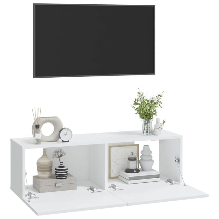 Meubles TV muraux 2 pcs blanc 100x30x30 cm bois d'ingénierie - Photo n°4