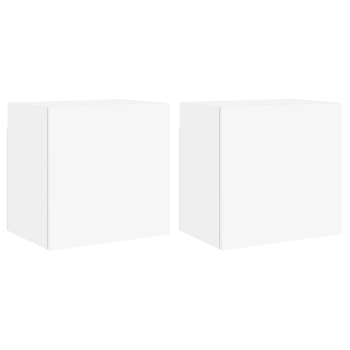 Meubles TV muraux 2 pcs blanc 40,5x30x40 cm bois d'ingénierie - Photo n°1