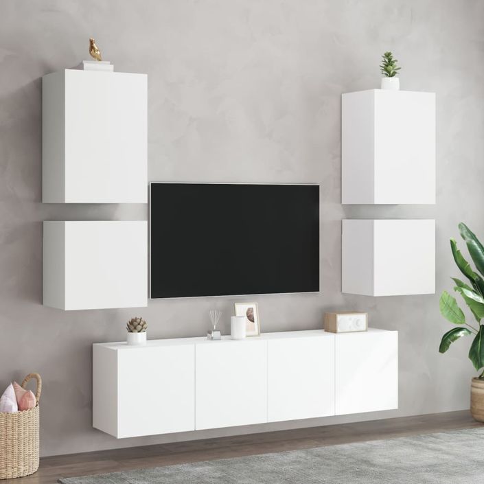 Meubles TV muraux 2 pcs blanc 40,5x30x40 cm bois d'ingénierie - Photo n°4