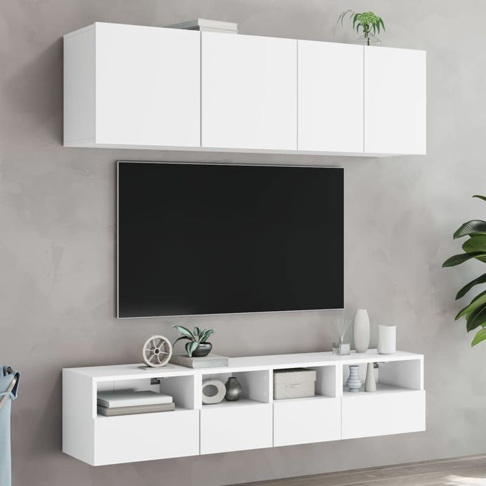 Meubles TV muraux 2 pcs blanc 40x30x30 cm bois d'ingénierie - Photo n°4