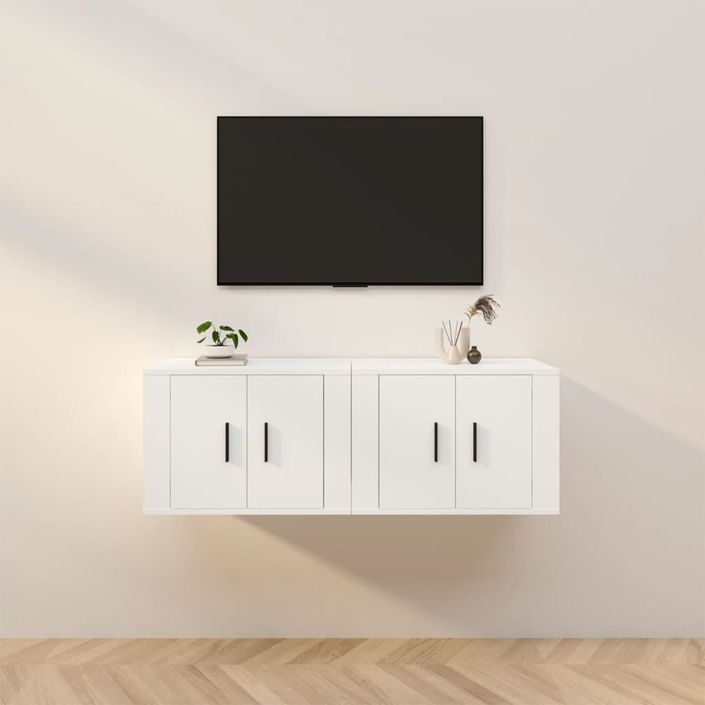 Meubles TV muraux 2 pcs blanc 57x34,5x40 cm - Photo n°2