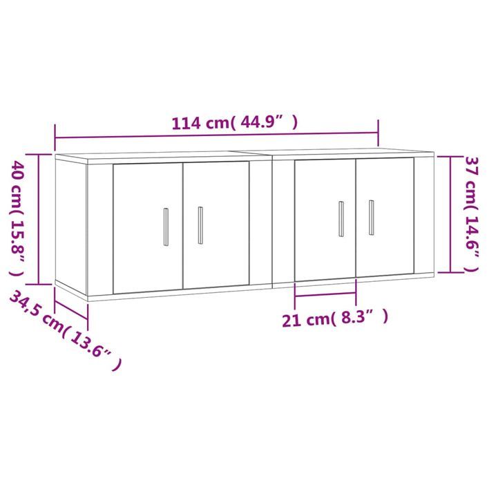 Meubles TV muraux 2 pcs blanc 57x34,5x40 cm - Photo n°8