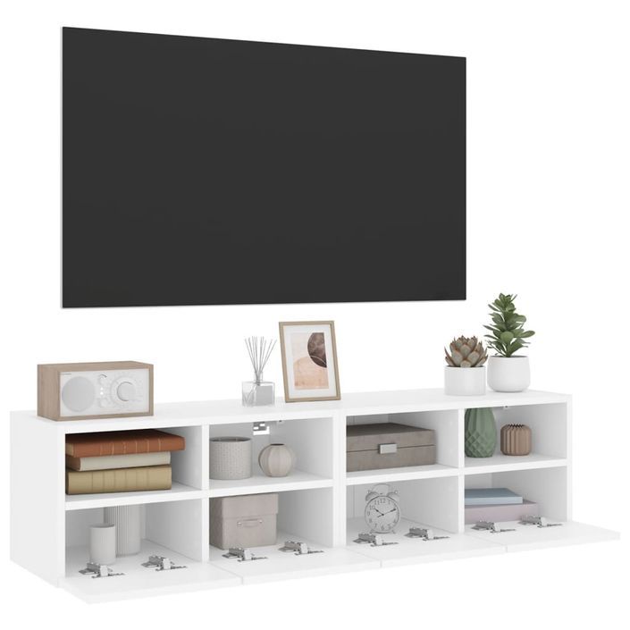 Meubles TV muraux 2 pcs blanc 60x30x30 cm bois d'ingénierie - Photo n°5