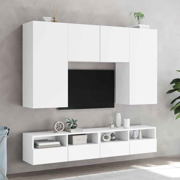 Meubles TV muraux 2 pcs blanc 80x30x30 cm bois d'ingénierie - Photo n°4