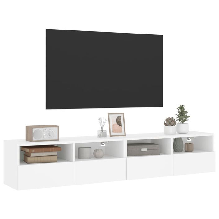 Meubles TV muraux 2 pcs blanc 80x30x30 cm bois d'ingénierie - Photo n°5