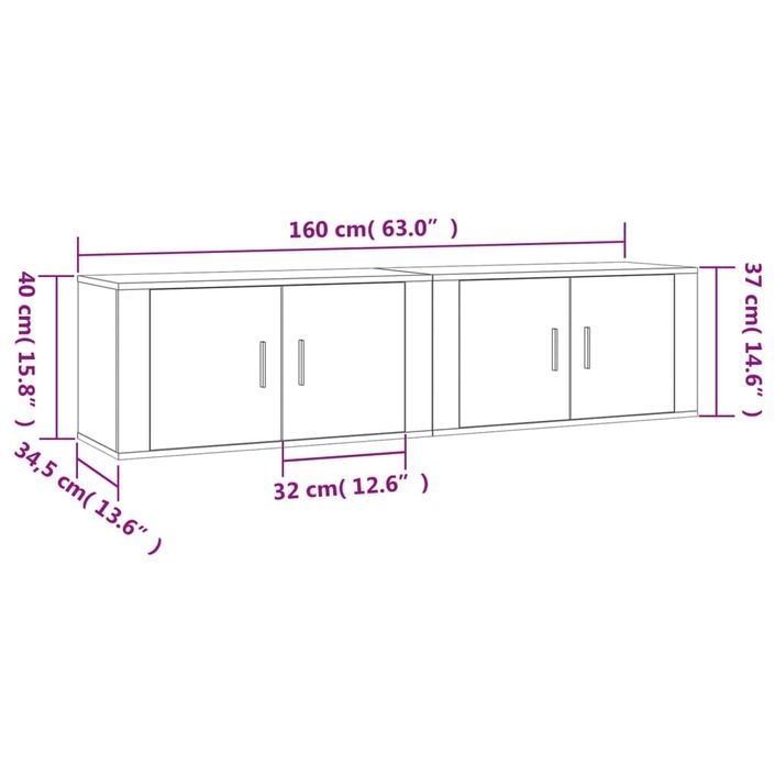 Meubles TV muraux 2 pcs blanc 80x34,5x40 cm - Photo n°8