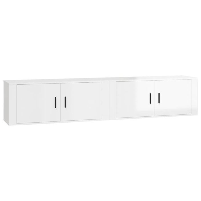 Meubles TV muraux 2 pcs blanc brillant 100x34,5x40 cm - Photo n°1