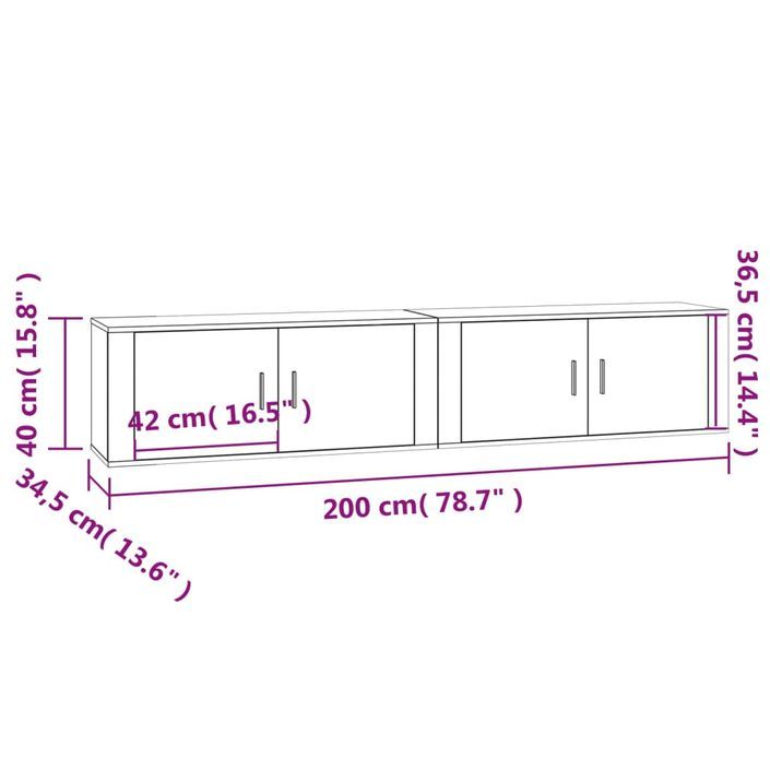 Meubles TV muraux 2 pcs blanc brillant 100x34,5x40 cm - Photo n°8